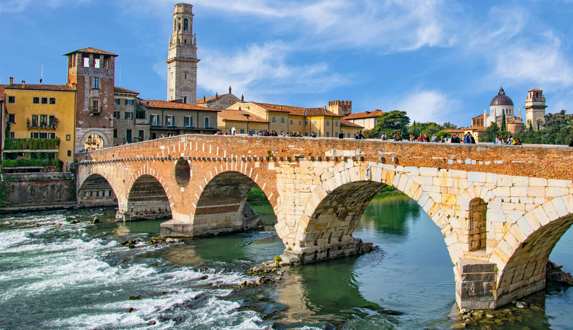 Ponte pietra meeting point for walking tours near to funicolare