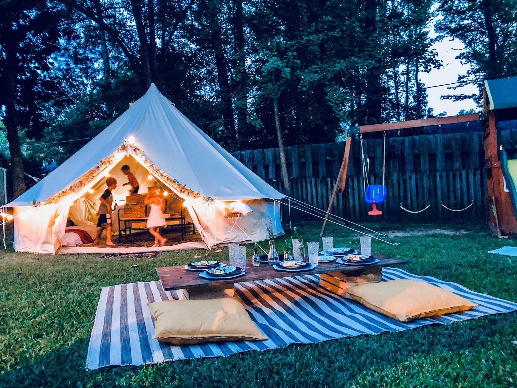  picnic in front of a tent | outdoor bell tents Morrilton, Arkansas