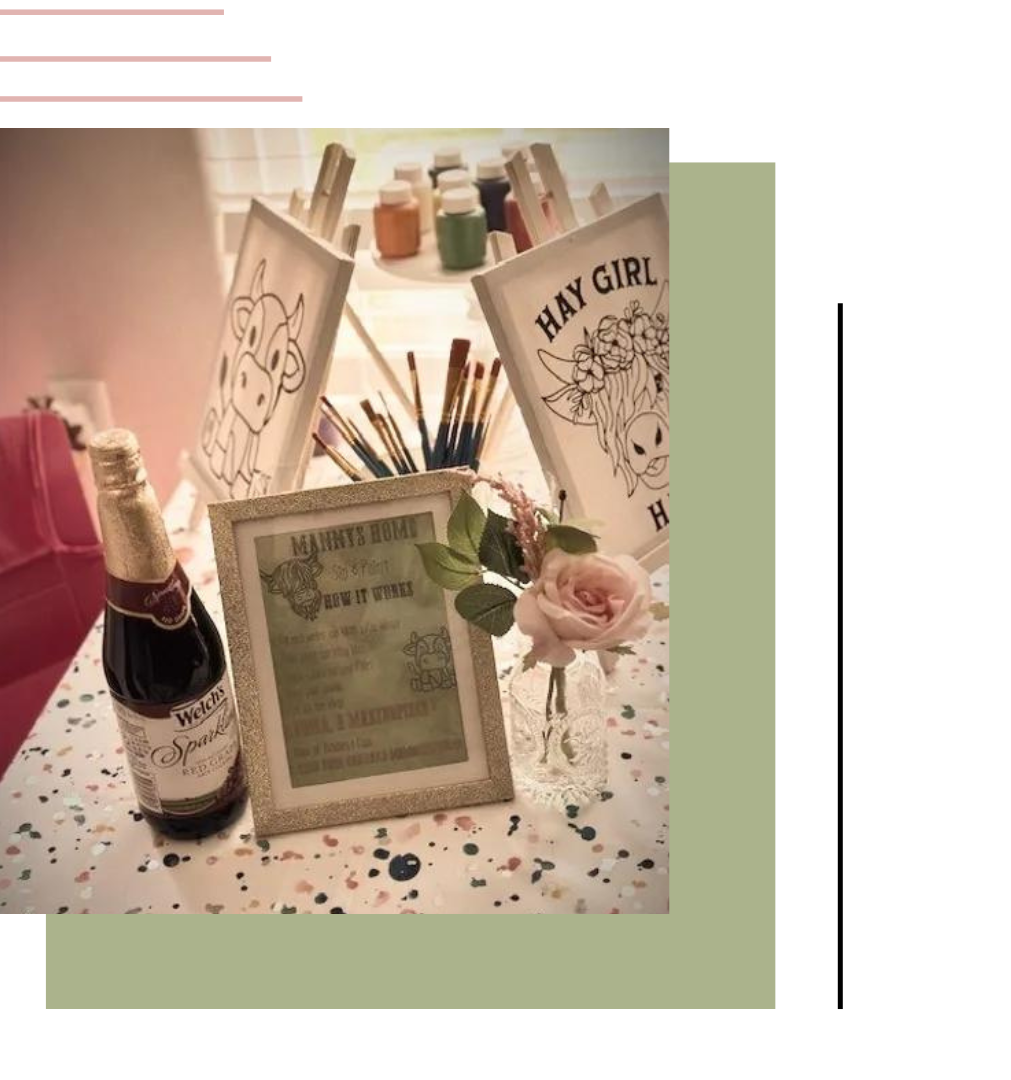 a bottle of wine sits on a table next to a picture frame that says hay girl |urban canopy tent company