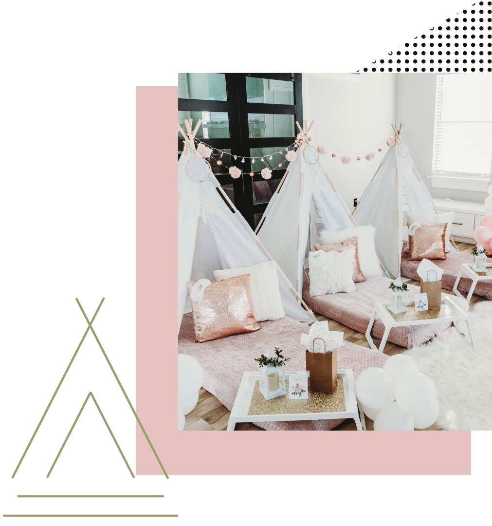 a room with a lot of teepees and pillows | teepee tents central arkansas