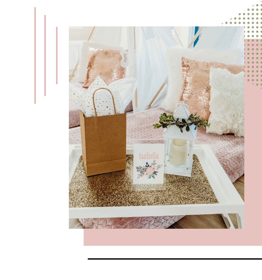 a table with a brown bag and a candle on it | nearby tent rentals
