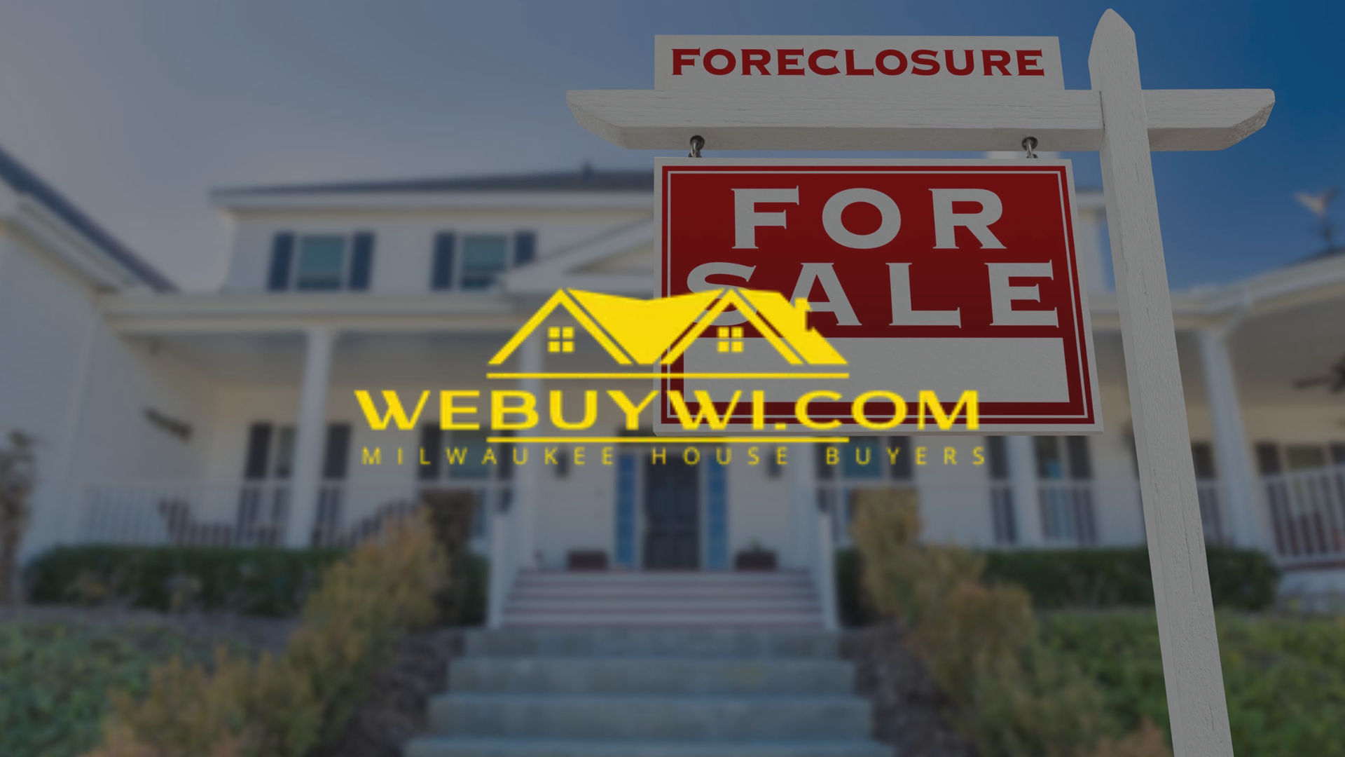Foreclosure sign in front of a house, with