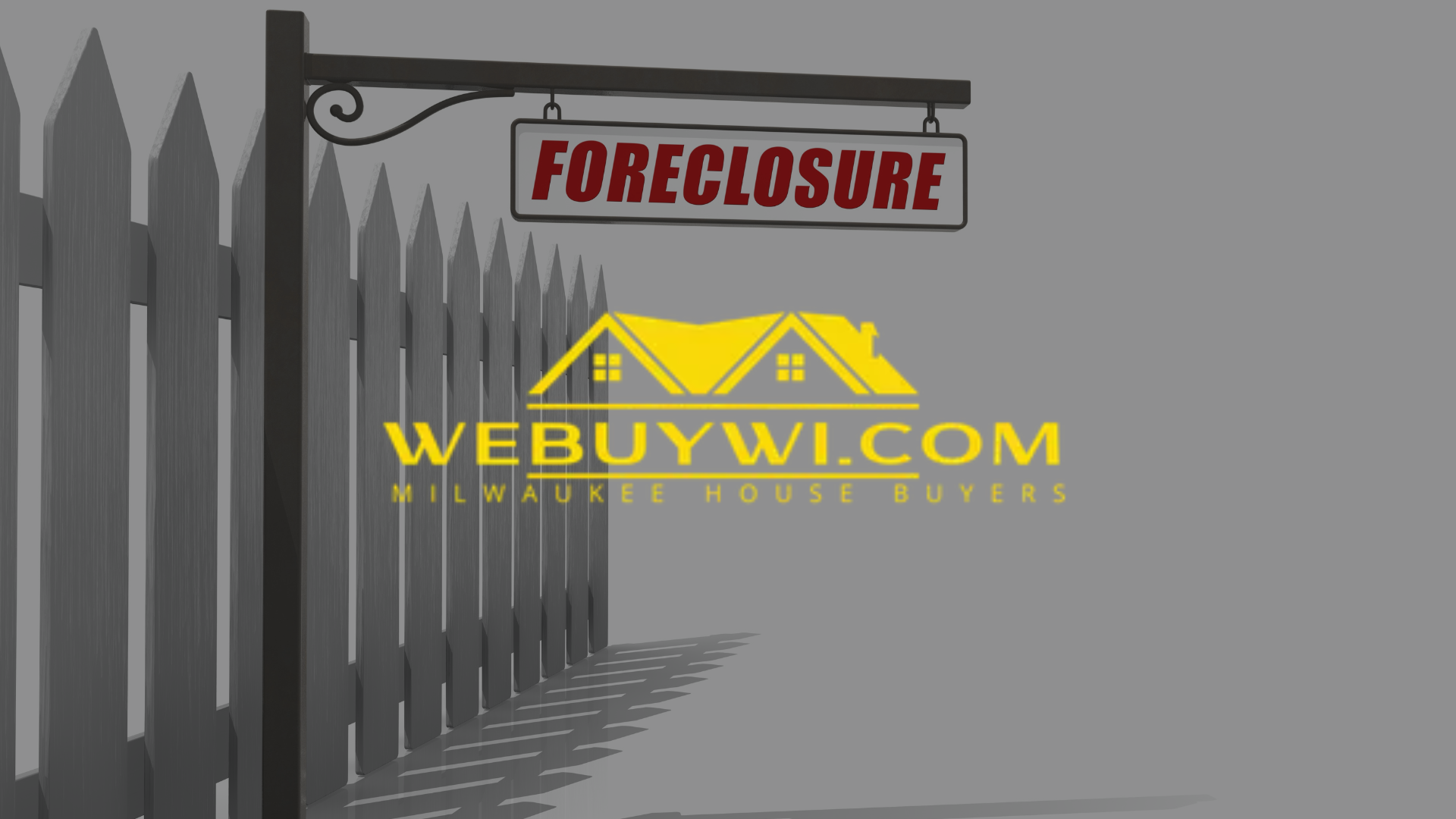 A fence with a foreclosure sign hanging from it.