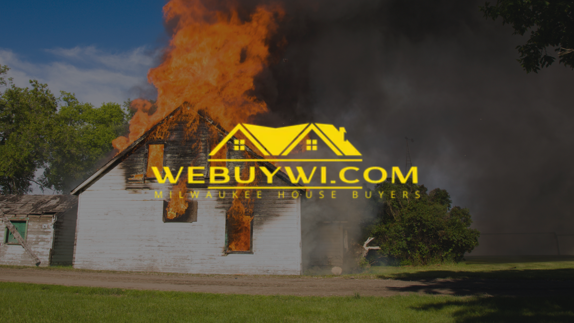 House engulfed in flames, a 