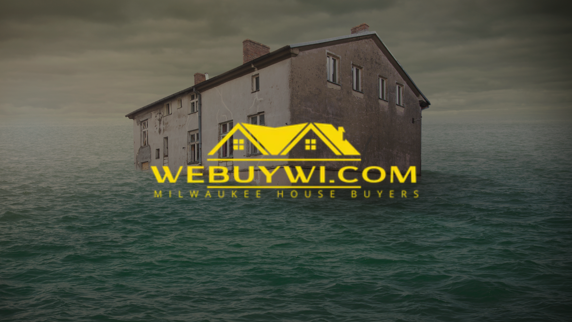 A house submerged in water with a