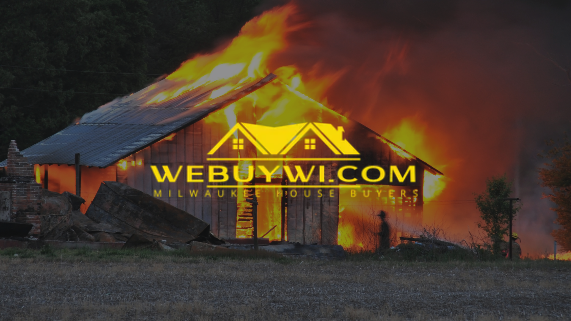 Burning barn with