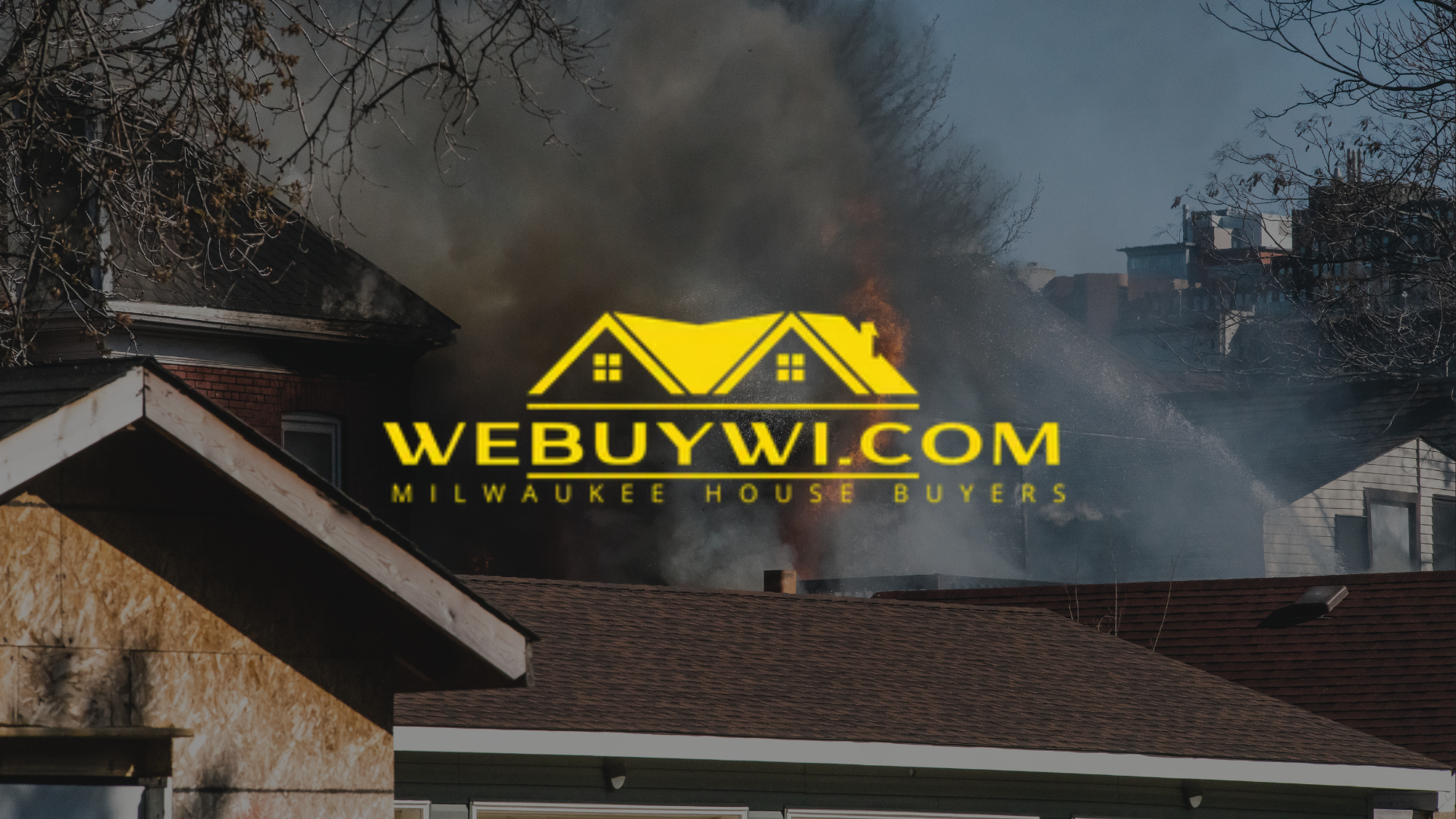House on fire with logo