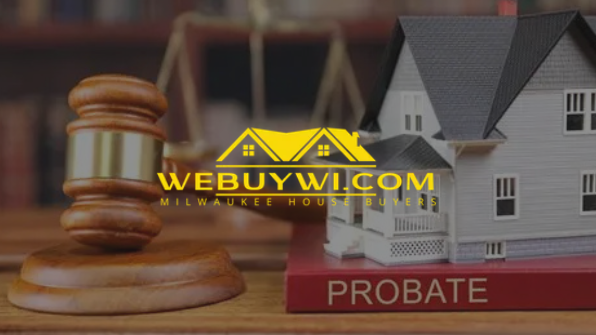 Gavel, house model, and book labeled