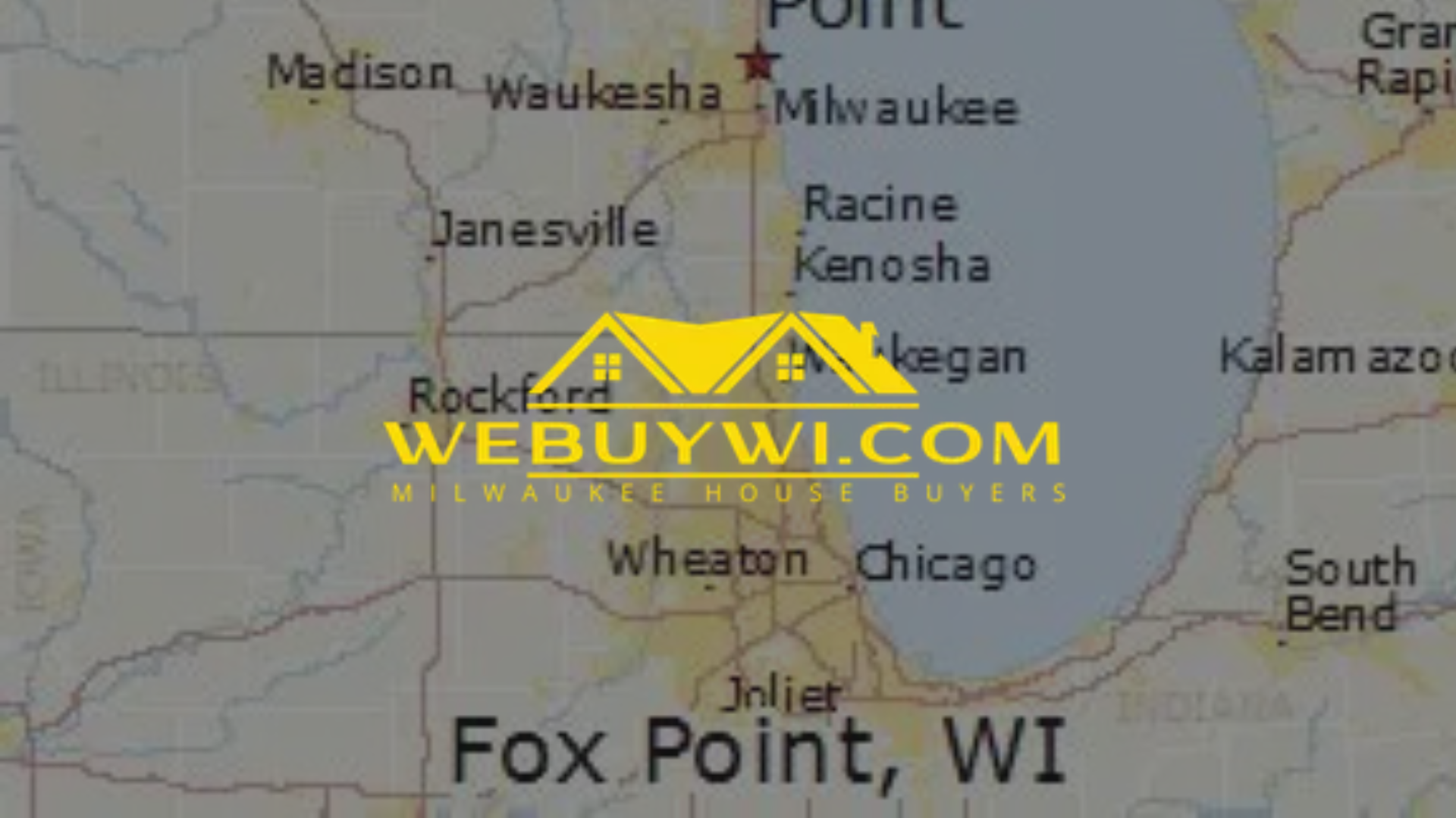 Map of Wisconsin and Illinois with a logo,