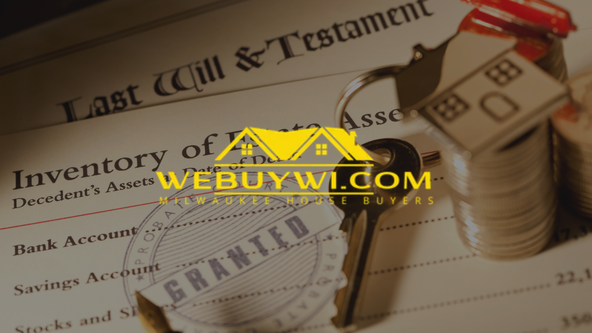 Documents with house key and stamp