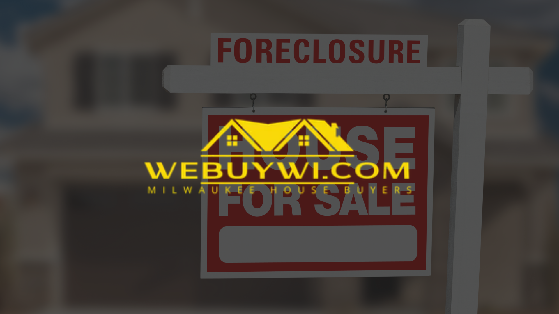 A foreclosure sign is displayed in front of a house
