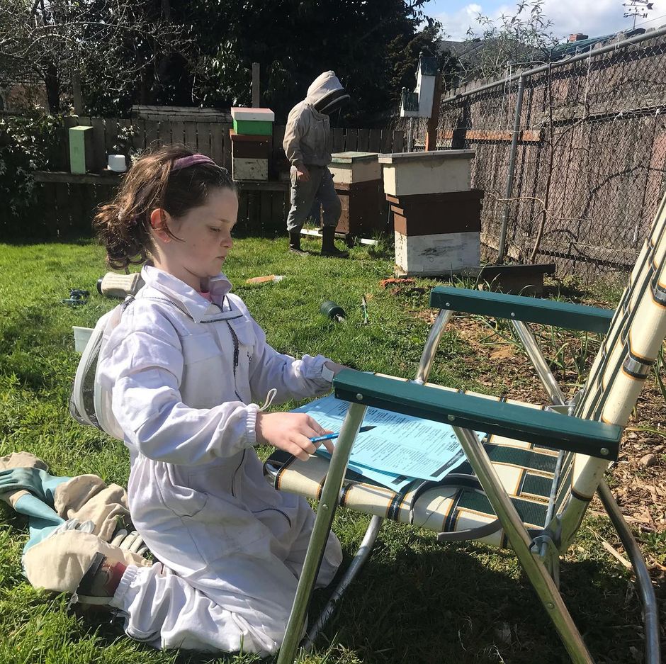Keith with his daughter, who is working on a project about bee preservation