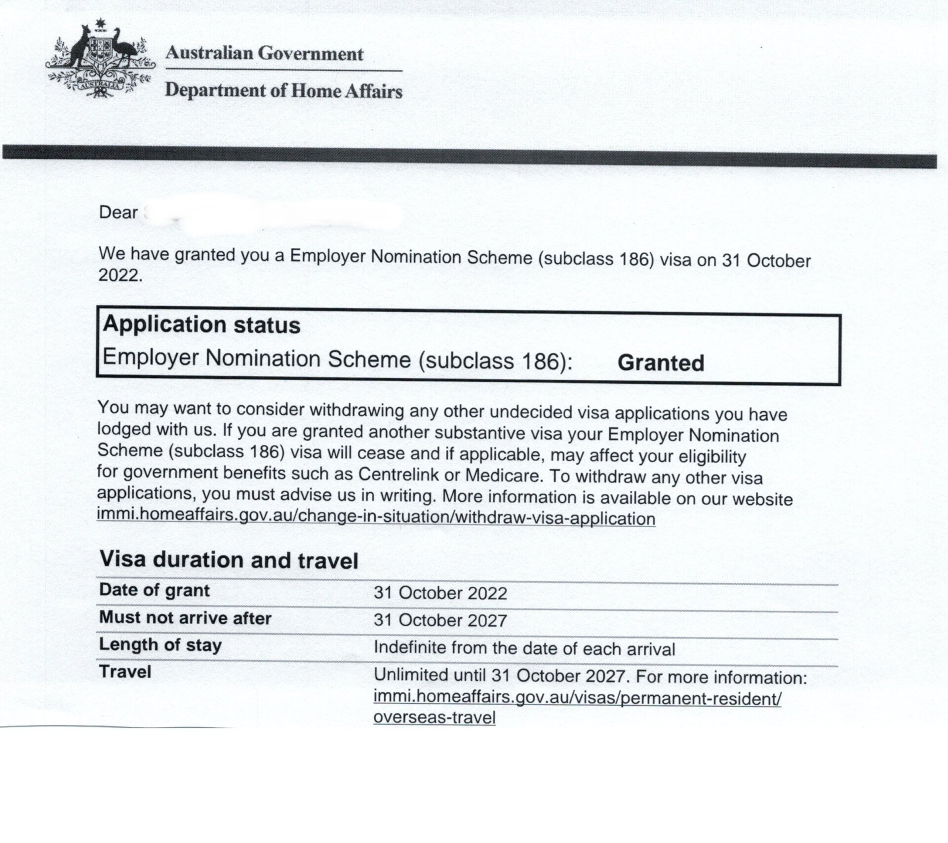 Work Visa Example — Brisbane, QLD — Visas Online