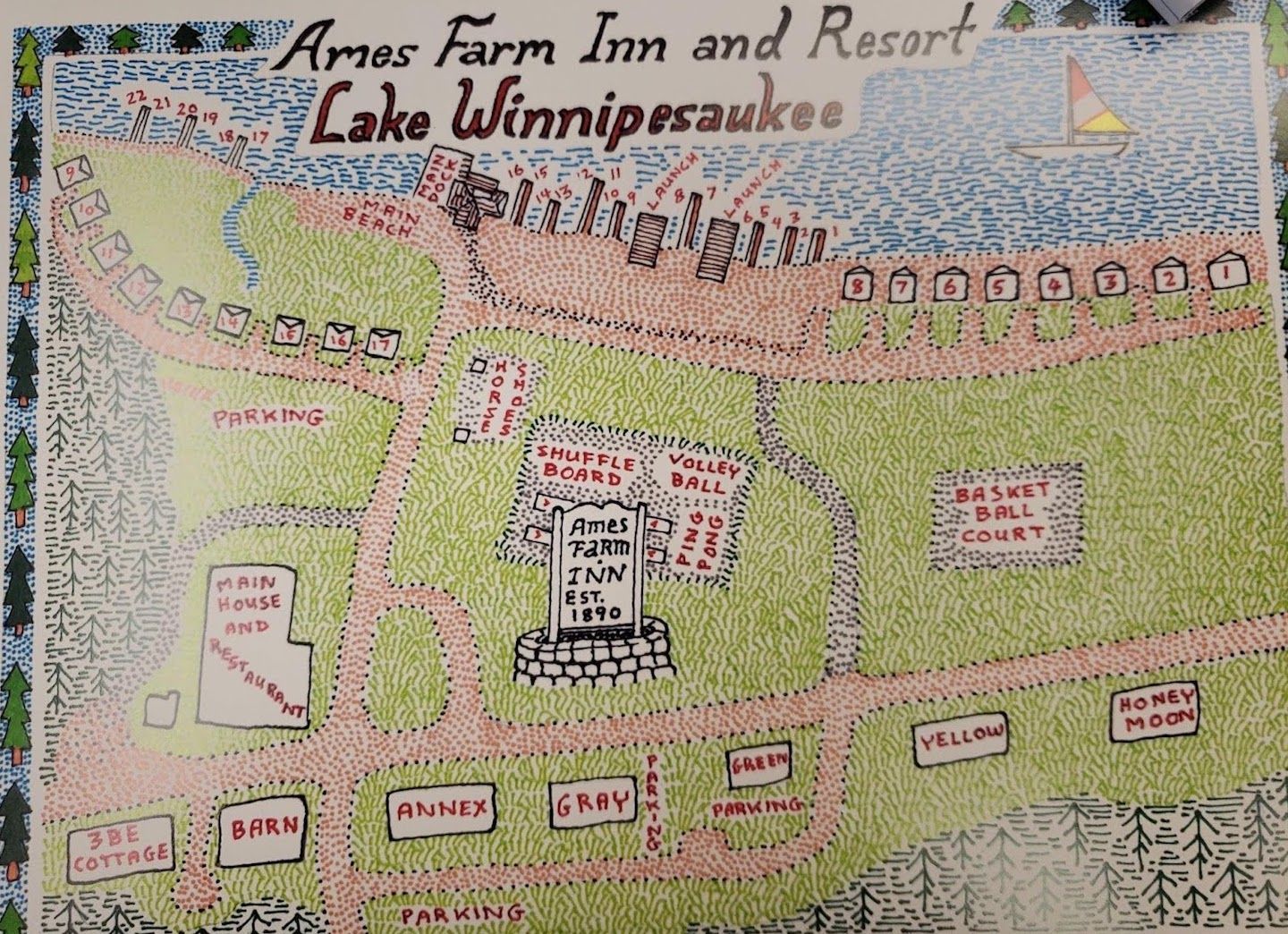 A map of arms farm inn and resort lake winnipesaukee