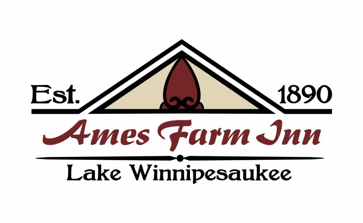 A logo for ames farm inn lake winnipesaukee