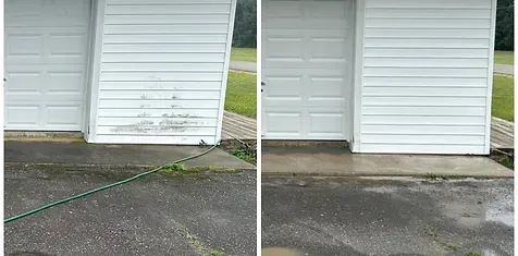 A before and after picture of a siding cleaning job in Gloucester, VA
