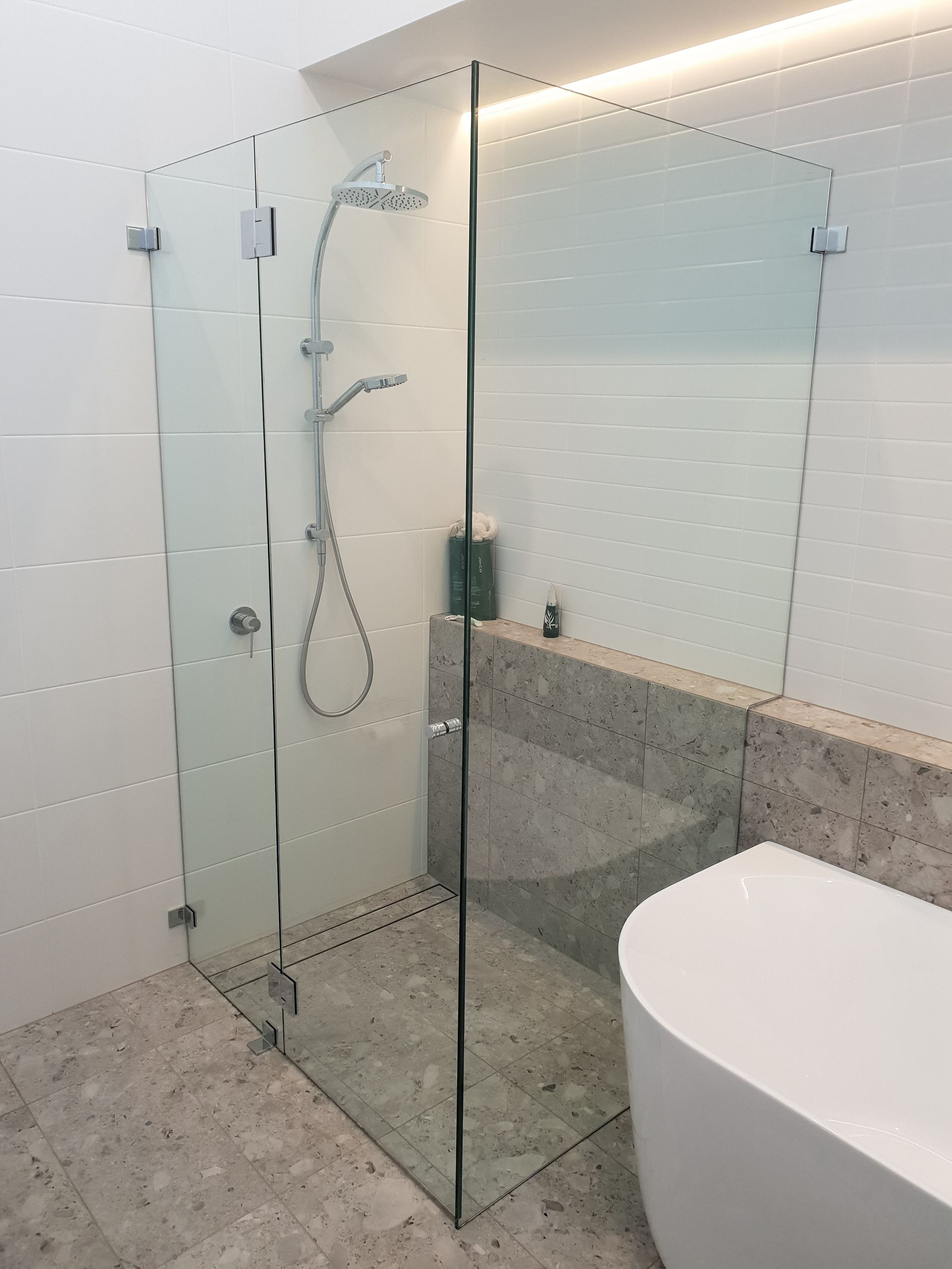 Glass Shower Enclosure in a Bathroom — Local Glassmaster in Huskisson, NSW