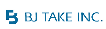 Un logo bleu et blanc pour bj take inc.