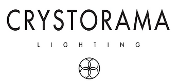 Le logo de crystora Lighting est en noir et blanc avec un cercle au milieu.
