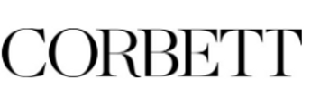 Un logo noir et blanc pour corbett sur fond blanc.