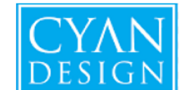 Un logo bleu et blanc pour un design cyan