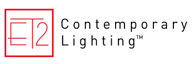 Un logo pour un luminaire contemporain avec un carré rouge au milieu.