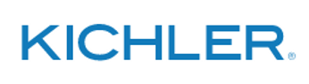 Un logo bleu et blanc pour kichler sur fond blanc.