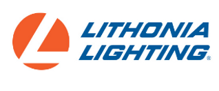 Un logo pour l'éclairage lithonia est affiché sur un fond blanc