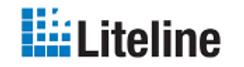 Le logo liteline est bleu et noir sur fond blanc