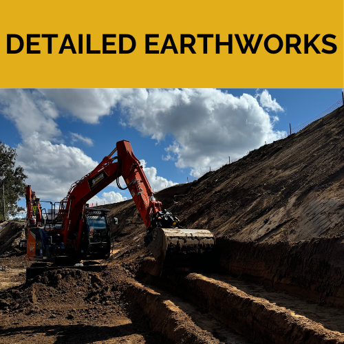 A spencer civil & earthworks excavator is cutting steps into the base of a hillside to reduce erosion.