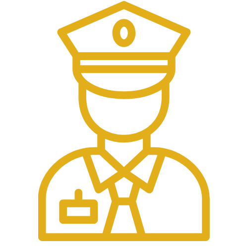 An icon of a police officer wearing a hat and tie.