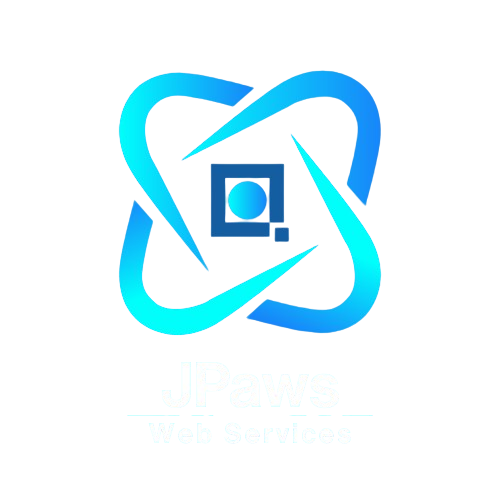 A blue logo with a santa hat on it