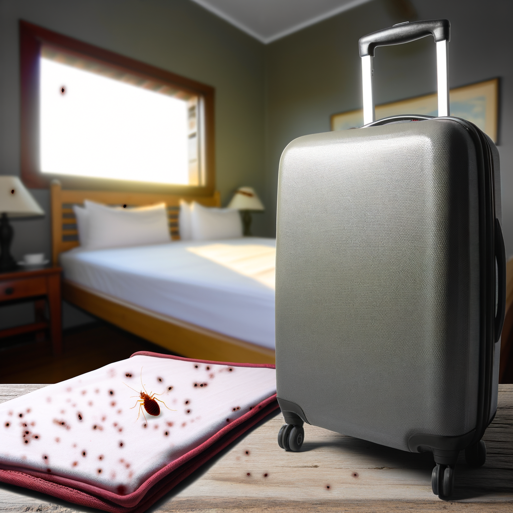 punaises de lit a coté d'un bagage dans une chambre