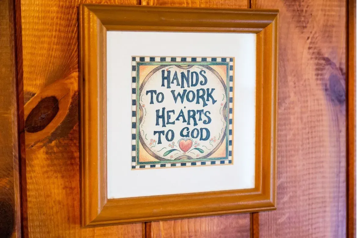 Framed artwork with text