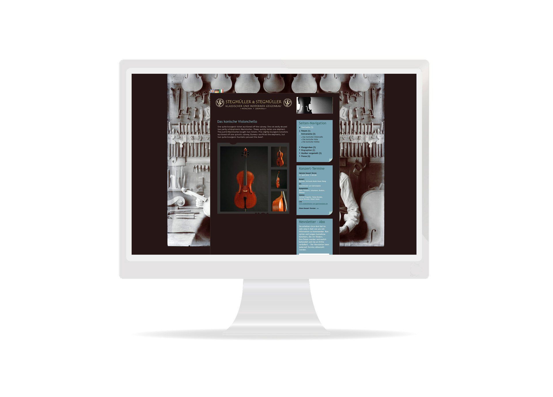 STEGMÜLLER - Geigenbau-webdesign by Rupp Design