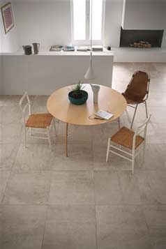stone flooring with chairs