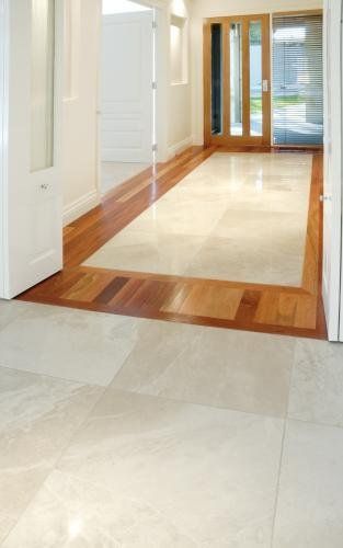 natural wood and tiling decorative floor
