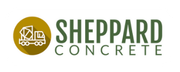 Logo for Sheppard Concrete with a cement truck icon in a gold circle.