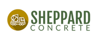 Logo for Sheppard Concrete with a cement truck icon in a gold circle.