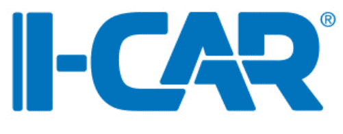 The blue logo for I-CAR, an organization for automotive collision repair training.