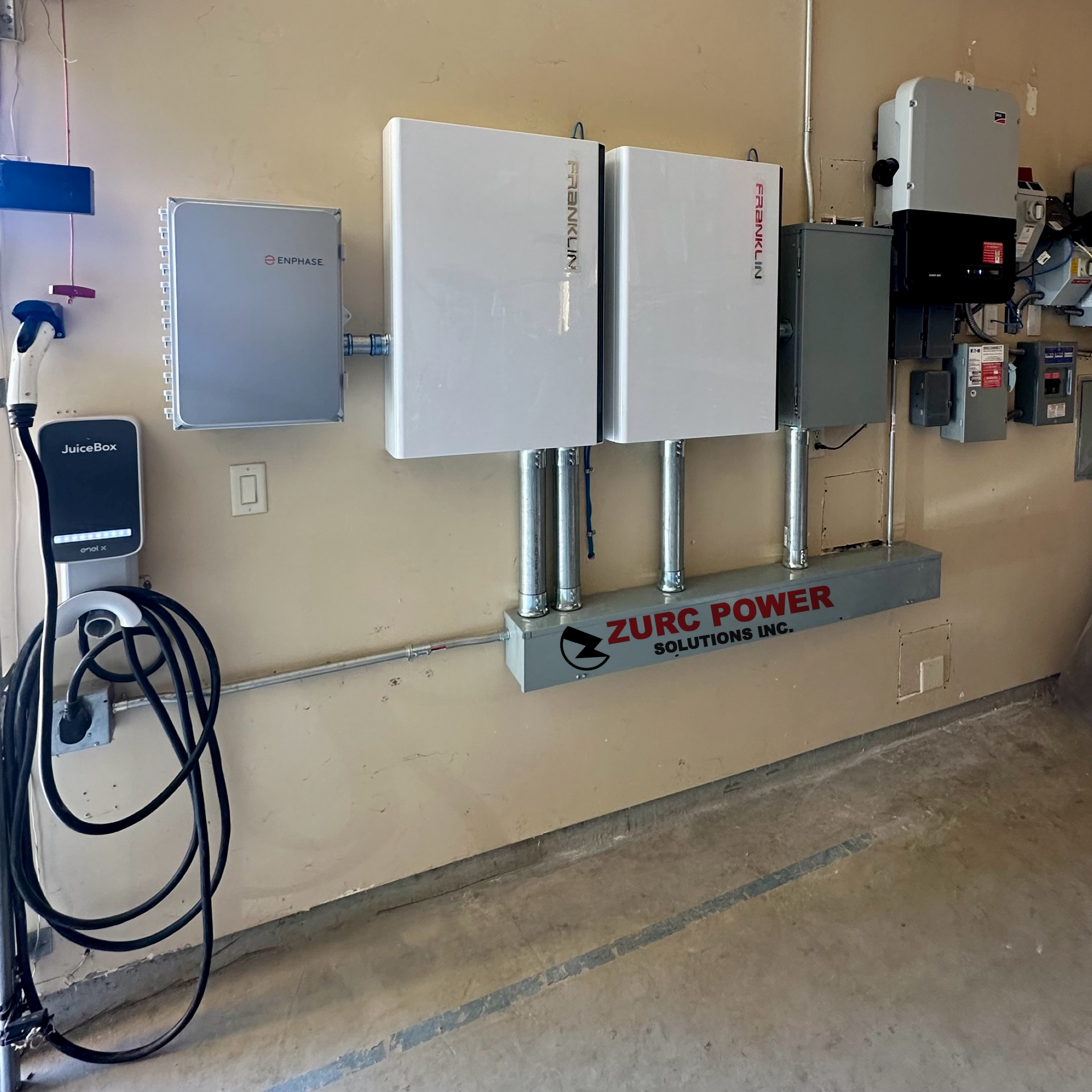 A wall with a sign that says zurc power on it