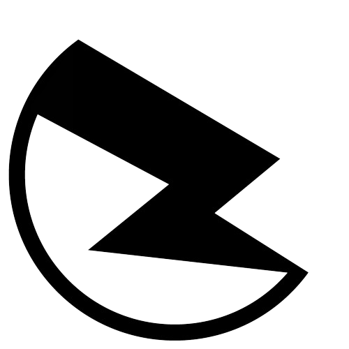 A black and white icon of a lightning bolt in a circle.