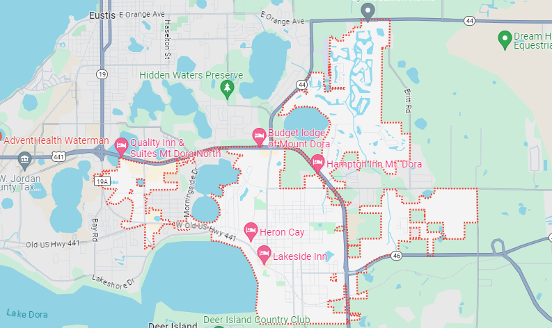 Mapa Del Centro De Mt. Dora, Florida