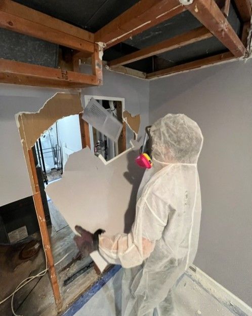 Drywall removal in progress