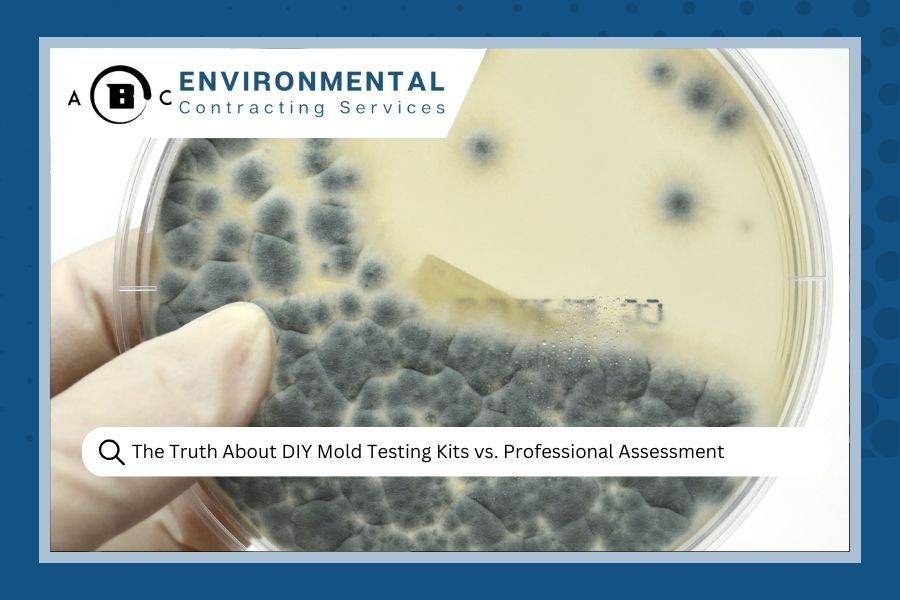 Close-up of mold colonies growing in a petri dish during testing.