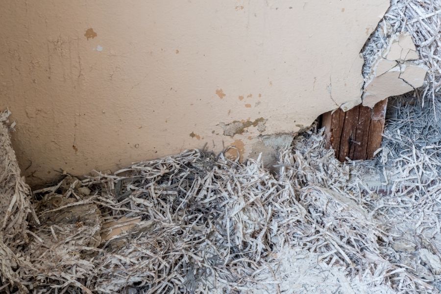 Wall with potential asbestos-containing materials