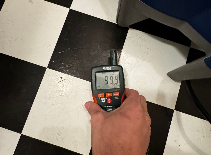 bathroom floor moisture reading