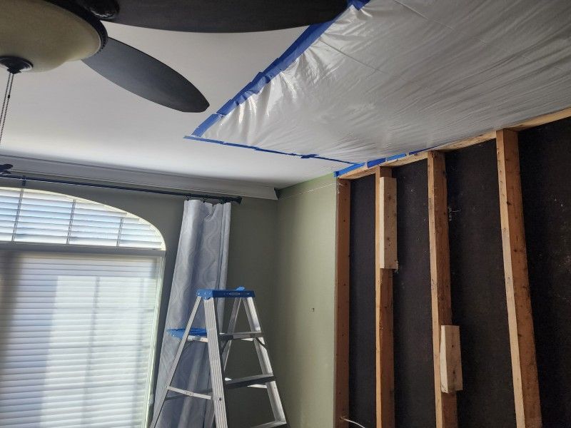 Ceiling damage from sewage pipe burst