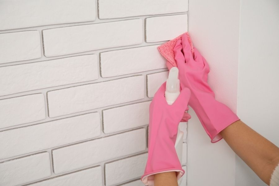 Cleaning tile to prevent mildew growth