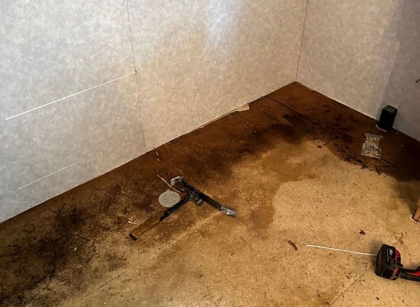 damage under kitchen cabinets once removed